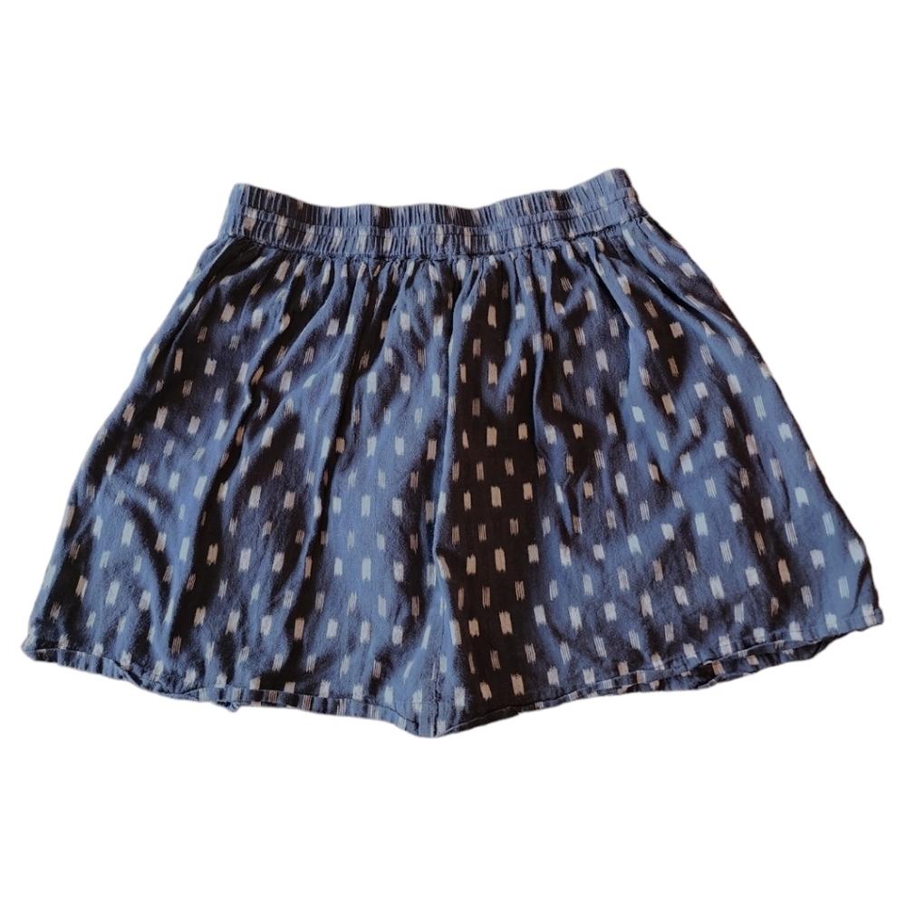 Madewell navy blue and white ikat style print pull on skirt with pockets S - Picture 3 of 11